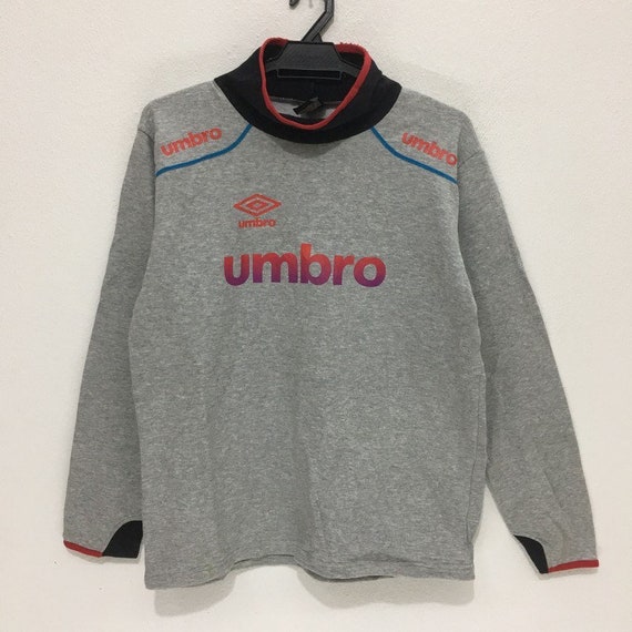 Vintage UMBRO High Neck Sweatshirt Big Logo Gray S