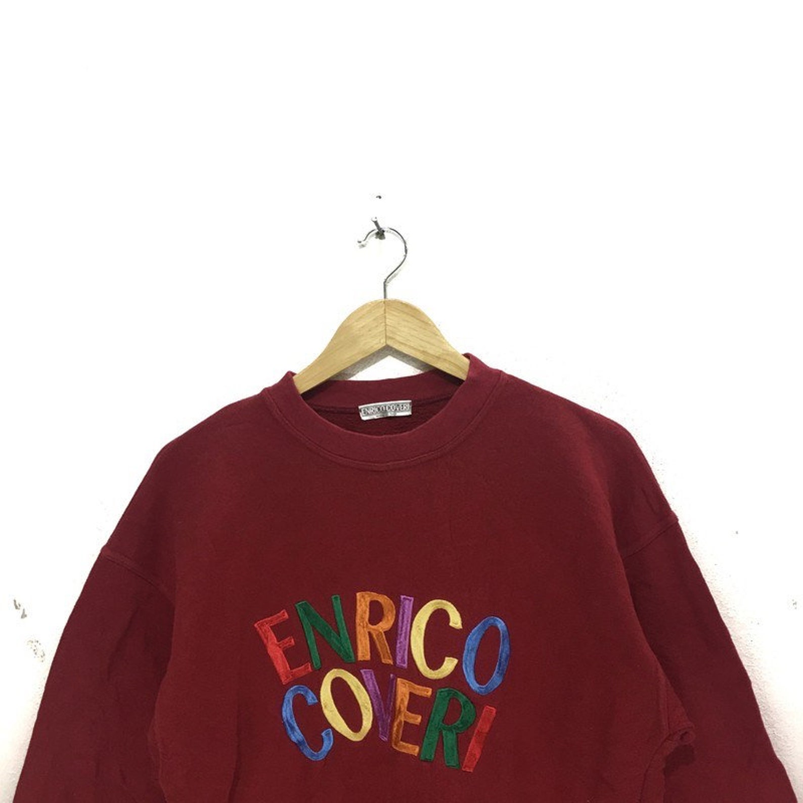 ENRICO COVERI Italian Designer Sweatshirt Colorful Big Logo - Etsy UK