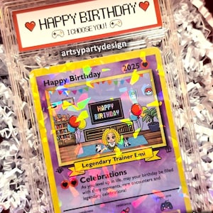 Poke Birthday Gift, Custom Trading Card,  Personalized Birthday Card,  Birthday Gift For Him, Birthday Gift For Her, Nerdy Gifts, Gamer gift