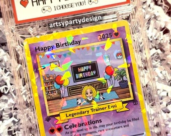 Poke-verjaardagscadeau, aangepaste ruilkaart, gepersonaliseerde verjaardagskaart, verjaardagscadeau voor hem, verjaardagscadeau voor haar, nerdy cadeaus, cadeau gamer