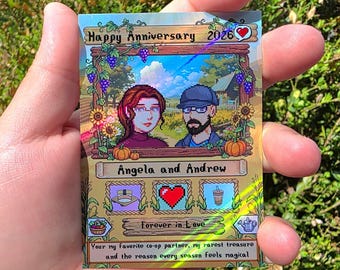 Custom Stardew Valley Card,  Gift for Gamers, Personalized Couples Gifts, Anniversary, Birthday Gamer gift, Stardew Valley inspired