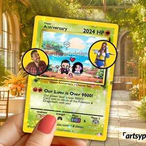 Carte d'anniversaire personnalisée, carte Pokémon personnalisée, carte à collectionner personnalisée, carte de joueur personnalisée, carte de mariage personnalisée, anniversaire Pokémon personnalisé