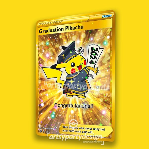 Pikachu Graduation Card, Pikachu Graduation, Pokemon Graduation Card, Class of 2024, Squirtle,Bulbasaur, Charmander, Pokemon Graduation Gift