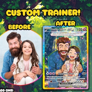 Benutzerdefinierte Trainer Karte, benutzerdefinierte Sammelkarte, benutzerdefinierte Illustration Karte, Poke Illustration, Künstlerwiedergabe, Cartoon Kunst, Anime Geschenk