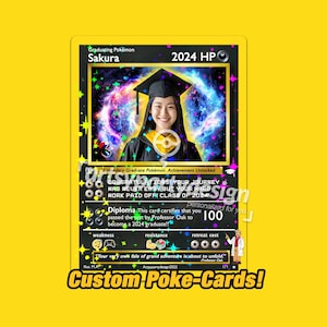 Carte Pokémon personnalisée, carte Pokémon de remise des diplômes, carte holographique Pokémon, promotion 2024, promotion 2023, Pikachu