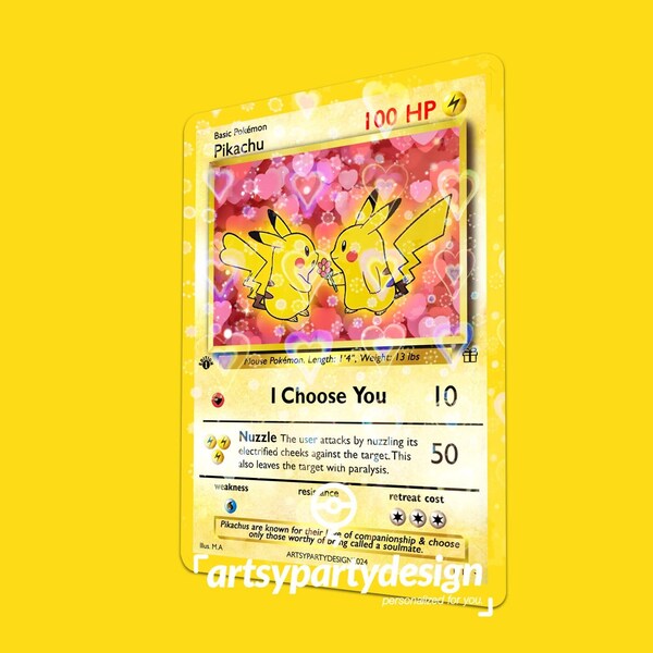 Pikachu Valentine Card, Pikachu Anniversary Card, Pokemon Valentine Card, Pokemon Anniversary Card, Custom Pokemon Card, Gift for him