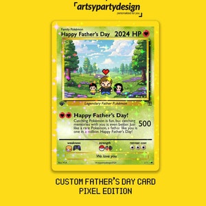 Benutzerdefinierte Vatertagskarte, Geschenk für Ihn, Vatertagskarte, Vatertags-Sammelkarte, Pokemon-Geschenk, Gamer-Geschenk, Anime-Geschenk