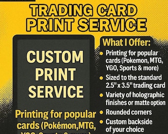 Cartas Pokémon personalizadas, imprime tu propia carta, cartas holográficas personalizadas, impresión de cartas proxy, cartas MTG para imprimir, imprimir cartas coleccionables, imprimir Pokémon
