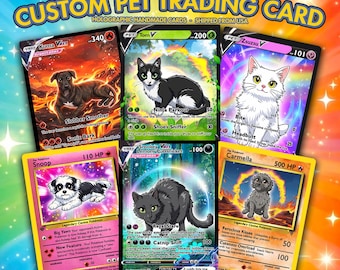 Carta Pokémon personalizzata, Animale domestico come Pokémon, Carta Pokémon, Trasforma il tuo animale domestico in un Pokémon, Illustrazione Pokémon, Rappresentazione artistica, Arte dei cartoni animati