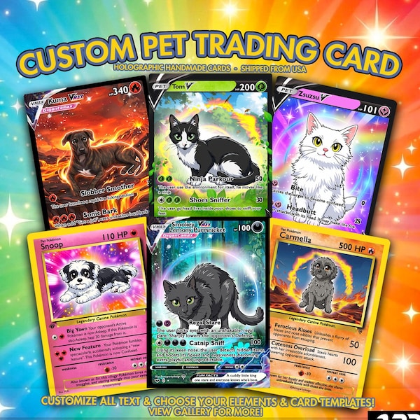 Custom Pokemon Card, Pet as Pokemon , Pokemon Card, Turn your pet into a Pokemon, Pokemon Illustration, Artist rendition, Cartoon art