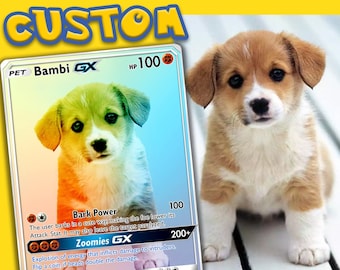 Tarjeta Pokemon personalizada, Mascota como Pokemon, Tarjeta de mascota Pokemon, Tarjetas personalizadas Pokemon, Regalo Pokemon, Tarjeta Pokemon personalizada, Mascotas, Personas