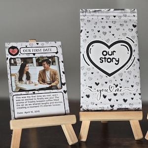 Aangepaste jubileumkaart, aangepaste liefdeskaarten, aangepaste ruilkaarten, mijlpaalkaarten, gepersonaliseerde liefdeskaarten, Our Story Card, love you card