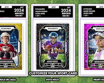 Custom Sports Card for Kids, Custom Sport Card, Custom Slab Trading Card,  Baseball, Soccer, Hockey, Football, Basketball, Sport Card Kids