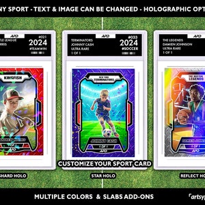 Carte sportive personalizzate per bambini, carte sportive personalizzate, carte collezionabili Slabcase personalizzate, baseball, calcio, hockey, football americano, basket, carte sportive per bambini