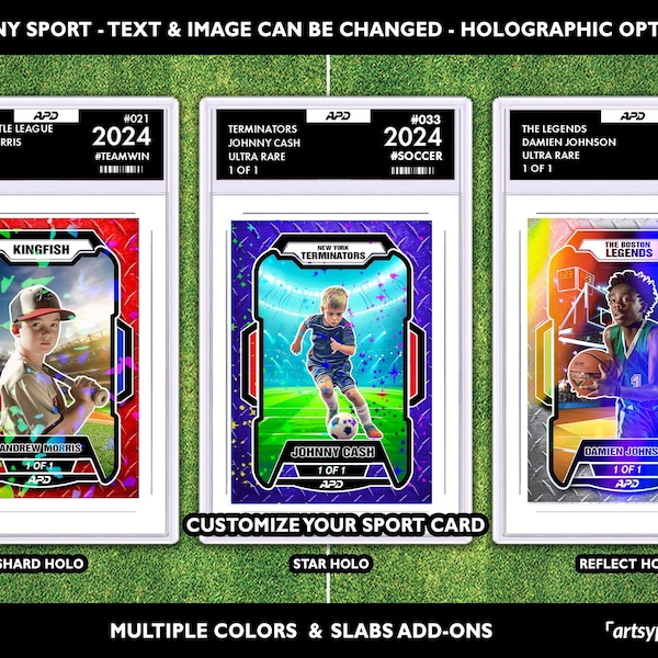 Custom Sports Card for Kids, Custom Sport Card, Custom Slabcase Trading Card, Baseball,Soccer, Football, Basketball, Christmas sport gift