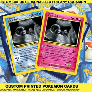 Carte Pokémon grossesse, révélation du sexe Pokémon, carte Pokémon personnalisée, faire-part de grossesse, révélation du genre, carte Pokémon Saint-Valentin