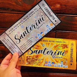 Billet surprise pour les fêtes, Billet surprise d'anniversaire, Révélation des fêtes, Bon de voyage surprise personnalisé, Carte d'embarquement, Bon de vacances
