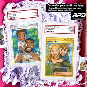 Tarjeta personalizada para el Día del Padre, Tarjeta personalizada para el Día de la Madre, Regalo para papá, Tarjeta de entrenador, Regalo para el Día del Padre, Regalo para el Día de la Madre, Tarjeta Pokémon personalizada