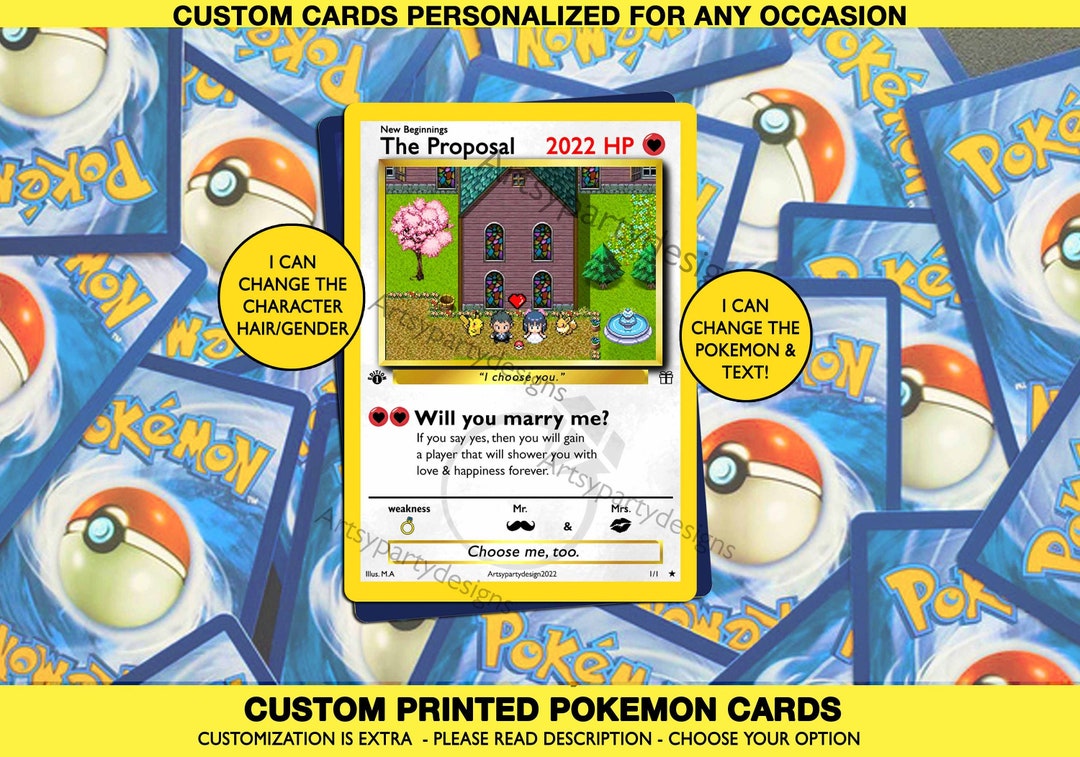 Pokemon Proposal Card, Pokemon Valentines Day Card, Custom Pokemon Card