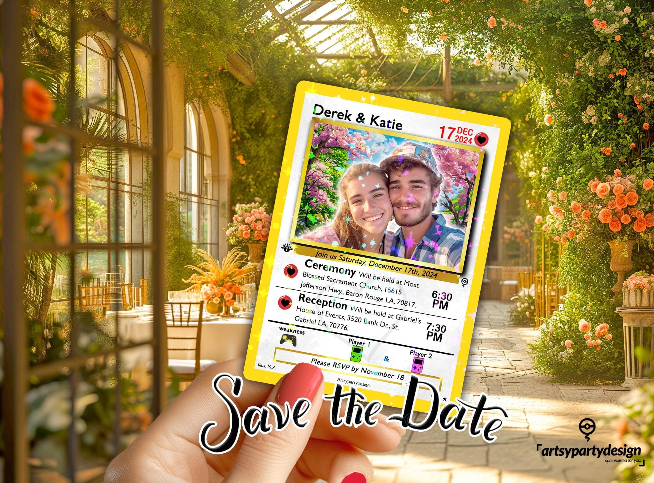 Pokemon Save the Date Card, Custom Pokemon Cards, Custom Pokemon Wedding  Cards, Pokemon Save the date, Nerdy Wedding, Gift for Gamer