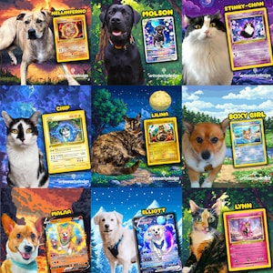 Custom Pokemon Card, Pet as Pokemon , Pokemon Card, Turn your pet into a Pokemon, Pokemon Illustration, Artist rendition, Cartoon art image 4