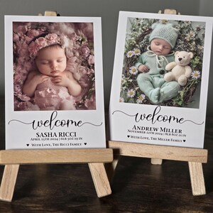 Anuncio de nacimiento de recién nacido personalizado, tarjeta de bienvenida para recién nacidos, minimalista, foto polaroid personalizada, tarjeta de recién nacido personalizada, regalo para recién nacido