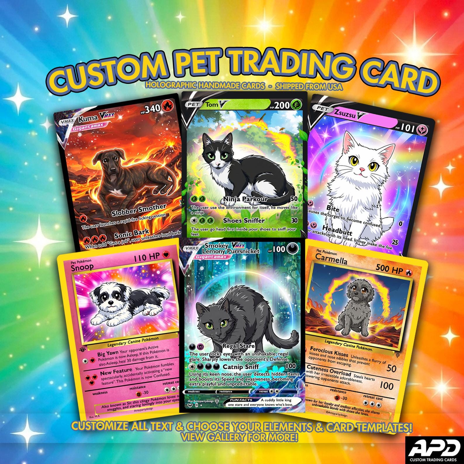 pet pokemon card maker Personalized Pet PKM Card, Custom Your Pet as a Poke Card, Dog Portrai main image 1