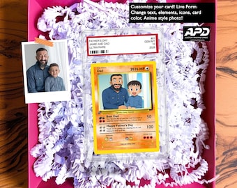 Custom Trading card, Father's Day Pokemon Card, Father's Day Gift, Fathers Day, Anime gift, Anime Card