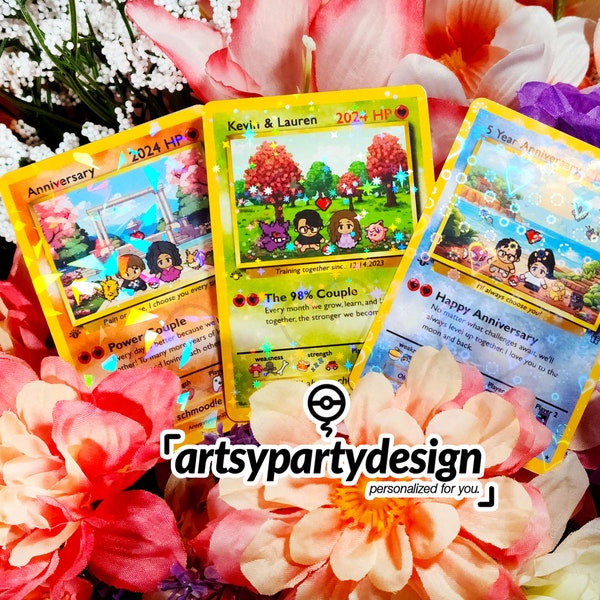 Custom Anniversary Pokemon Card, Gift for Her or Him, Wedding Pokemon Card, Valentine Card,  Anniversary Pokemon Card, Pokemon card