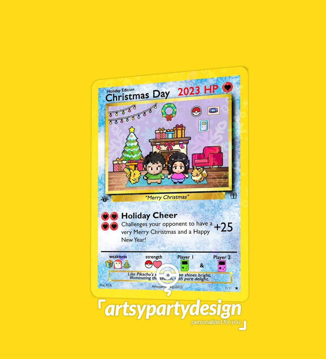 Pokemon Christmas Card Christmas Pikachu Card Custom Pokemon Card Pokemon Christmas Card Christmas Pikachu Card Custom Pokemon Card