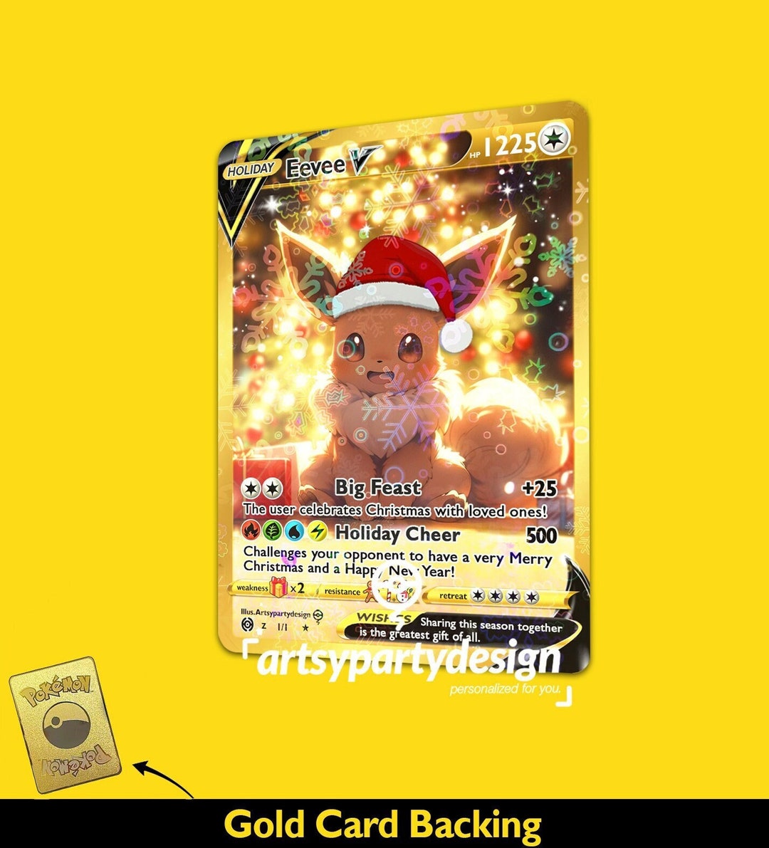 Eevee Christmas Card, Eevee Pokemon Card, Pokemon Christmas Card ...