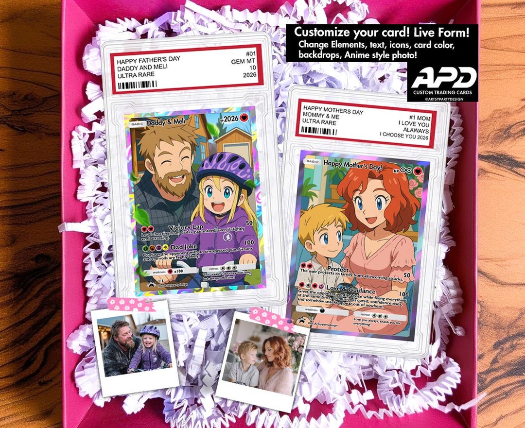 Custom Pokemon Card , Pokemon Father's Day Card, Father's Day Gift, Mothers Day  Card, Gamer Gift, Gift for Him, Fathers Day, Anime Gift - Etsy