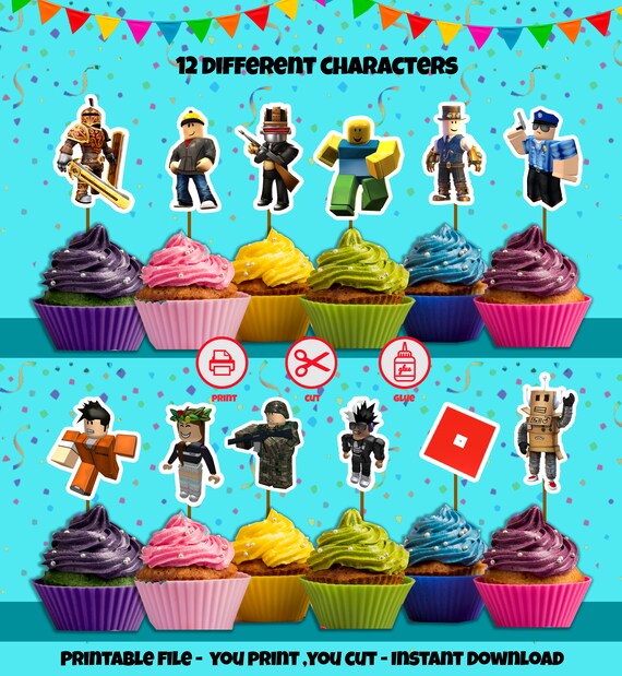 Roblox Cupcake Toppers Printable Roblox Cupcake Etsy