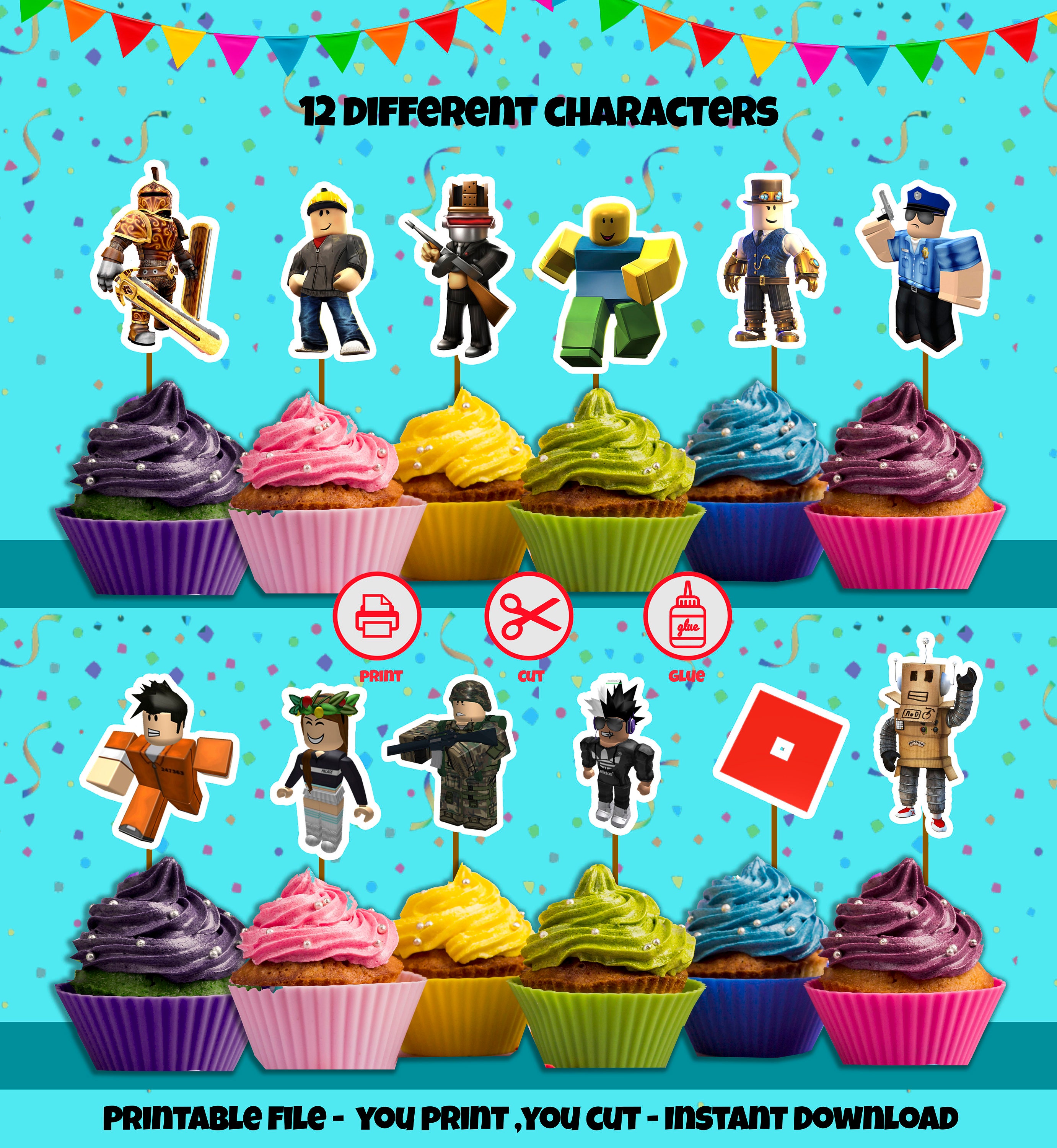 Roblox Cupcake Toppers Printable Roblox Cupcake - Etsy Denmark