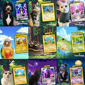 Custom Pokemon Card, Pet as Pokemon , Pokemon Card, Turn your pet into a Pokemon, Pokemon Illustration, Artist rendition, Cartoon art image 5