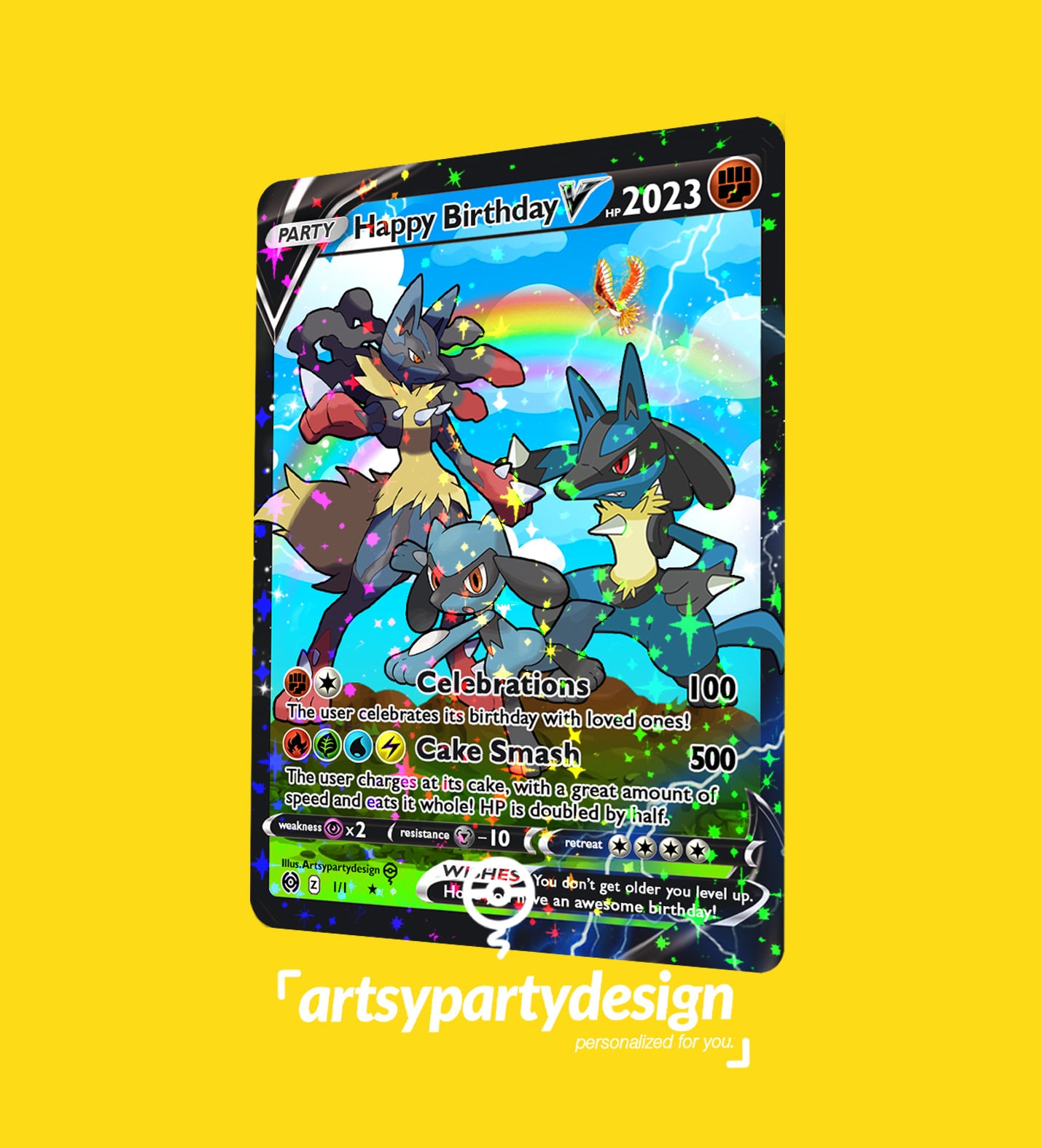 Custom HOLO Shiny Lucario GX Pokemon Card Twin Card 2/2 