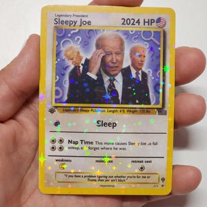 Joe Biden Pokemon Karte, Biden Pokemon Karte, Sleepy Joe Pokemon Karte, Meme Geschenk, Knebelgeschenk,