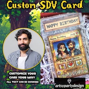 Custom Trading Card,  Gift for Cozy Gamers, Personalized Couples Gifts, Couple Anniversary, Birthday Gamer gift, Stardew Valley inspired