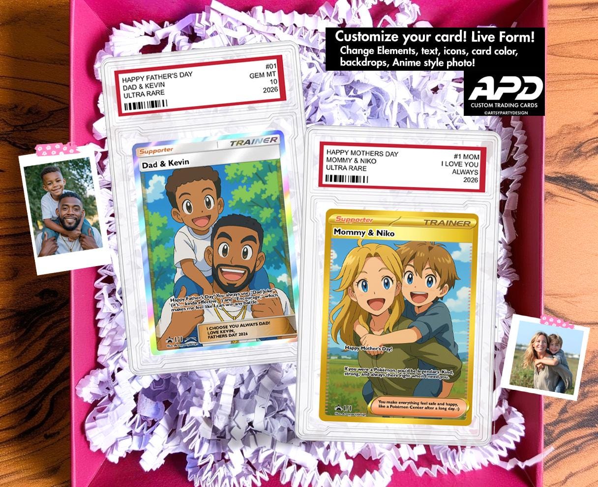 dad pokemon card Hand-painted Father's Day Inspired by Pokemon, Father's Day Gifts, Custom Designs Card, Card for Pokemon Fan Dads, Gift for Pokemon Steven s Dad 3