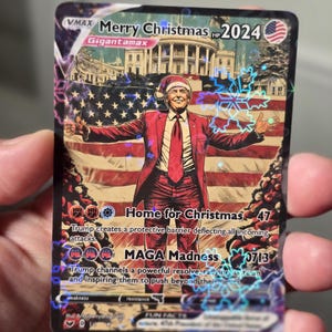 Cartão Pokémon Donald Trump, Cartão Pokémon Trump, Presente Meme, Presente Gag, Natal Trump, Estarei em casa no Natal, Presente Maga, 47º presidente