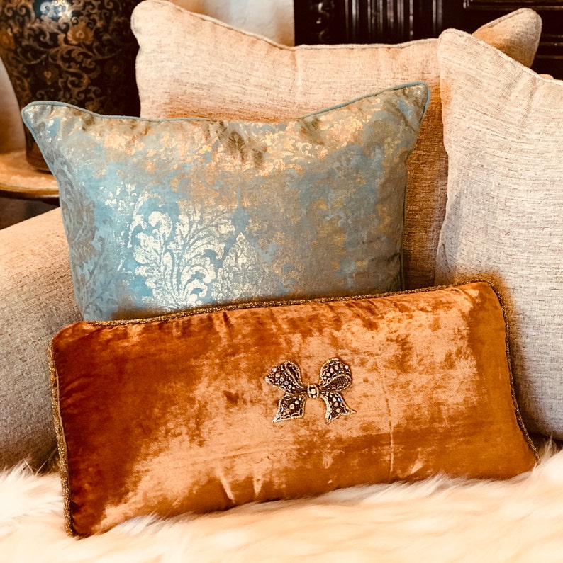 Gold pillow bronze pillowbrown pillowfall velvet Etsy