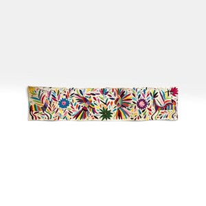 Custom Table Runner | Boho Embroidery | Artistic Framing | Otomi embroidery pattern | Rainbow quiet path from Tenango de Doria
