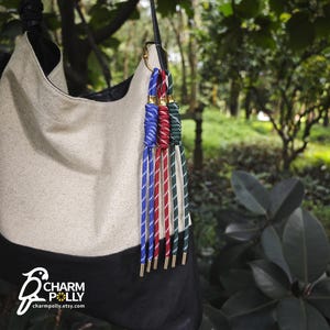 Braided Rope Bag Charm Keychain Cord Bag Charms For Purse Custom Color Purse Bag Accessory Handmade Rope Metal Keychain Handbag Decoration