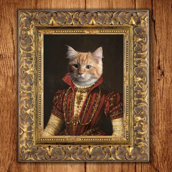 Custom pet portrait, Royal cat portrait, Christmas queen regal pet portrait,Pet art,Custom Dog cat portrait,Pet loss gift,Birthday gift T70