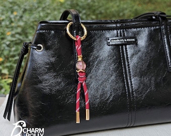 Braided Rope Bag Charm Keychain with Bead Colorful Cord Handbag Charms for Purse Bag Accessory Backpack Decoration Gift