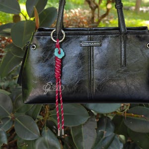 Rope Bag Charm Keychain Cord with Flower Shaped Pendant Custom Color Purse Bag Accessory Handmade Rope Keychain Decoration for Designer Bags