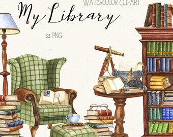 Library Clip Art Etsy