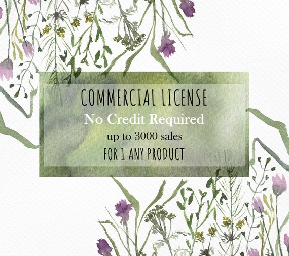 NO Credit required 5 products The Commercial License for small business Digital Download Printable Watercolor Clipart