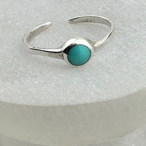 Synthetic Turquoise Toe Ring Sterling Silver Toe Ring Adjustable Toe Ring image 2