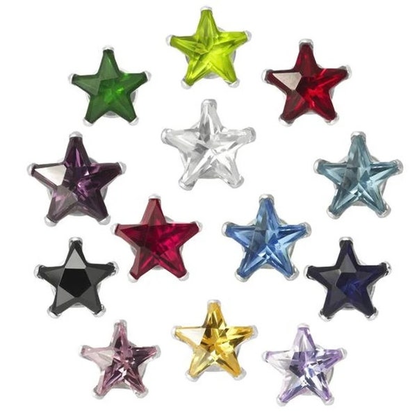 Star stud earrings • Birthstone Stud Earrings • 925 sterling silver earrings • sterling silver studs • Cubic Zirconia Earrings